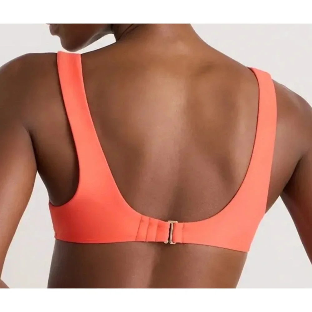 quince italian plunge bikini top swimsuit in sunset orange, women size medium